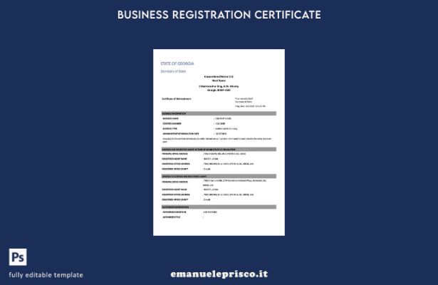 certificato di reintegrazione stile verificato USA Georgia Modello Word e PDF, m